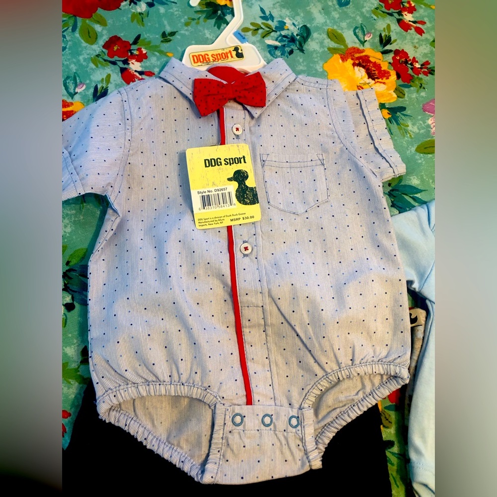 Dog Sport brand baby outfit size 6-9 months. Perfect for pictures are church.
